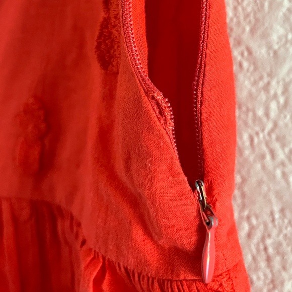 FARM RIO | Tiered Embroidered Cotton-Mousseline Mini Skirt in Red | Size Small - Picture 9 of 12